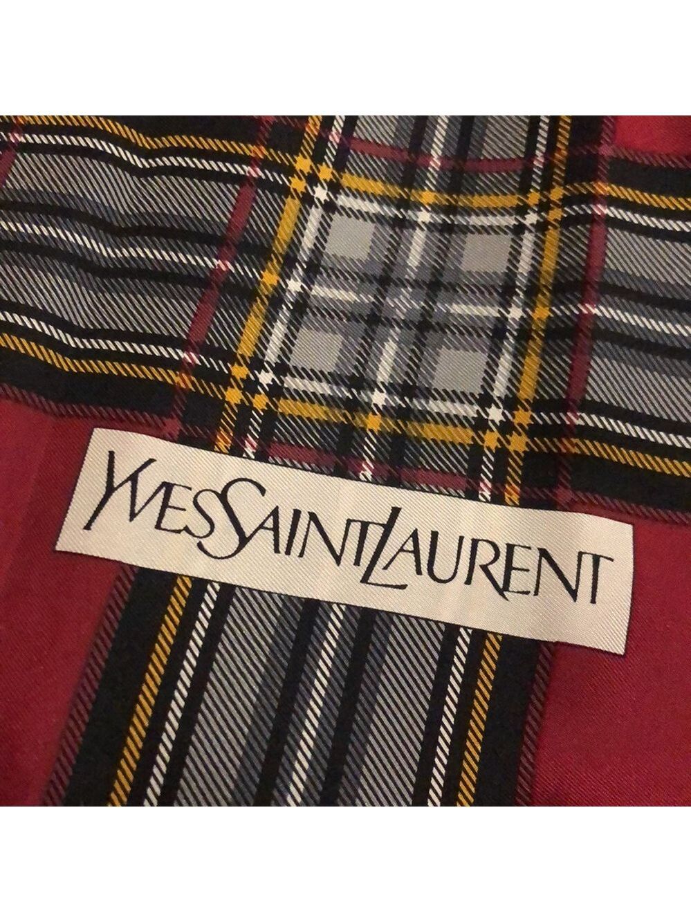 YSL scarf #2  🧣 checkered authentic silk 💯 - Picture 2 of 8